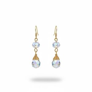 Gold and Crystal Teardrop Earrings